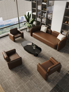 Luxurious Straight Row Sofa Hotel Reception Rest Area Beauty Salon Business Meeting Room Furniture Leather Artisan Craft