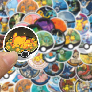 Bandai | 50PCS Cute Anime Pikachu Stickers Cartoon Poke Ball Decals DIY Laptop Phone Fridge Waterproof Sticker Kids Toy