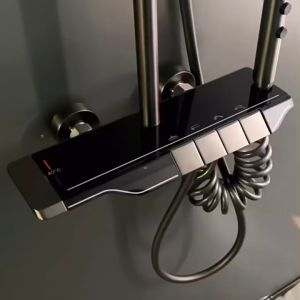 Bộ sen cây tắm đứng Kính cường lực Mạ TITAN hiển thị nhiệt độ TCARE TS-4008 - Hàng nhập khẩu