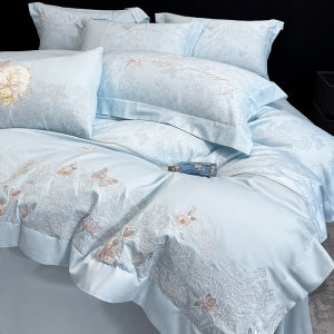 Luxury Style Maternity-friendly Long Staple Cotton Sheet Set Heavy Embroidery