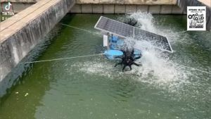 เครื่องบำบัดน้ำเสีย กังหัน น้ำใช้พลังงานแสงอาทิตย์ เครื่องเพิ่มออกซิเจน 100%