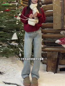 Blue Wide Leg Loose Fit High Waist Jeans for Women Pear Shape Body Spring Autumn New Style Straight Tube Pants Slimming Effect