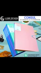 LUMISPARK CONSUL A4 Clearbook with Button Binding - Transparent Waterproof Sleeve Binder 20 Sheets