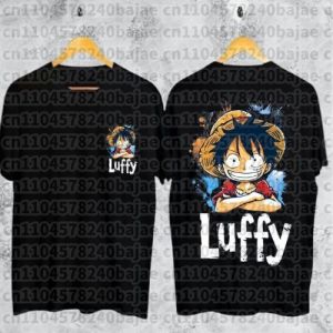 Bandai | One Piece Japanese Anime Printed Mens T-Shirt Roronoa Zoro Boy Childrens Harajuku Short Sleeve Kids Luffy T-shirt Clothing
