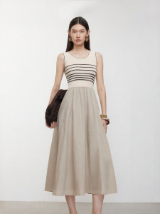 Vero Moda | New Summer Commute Stripes Round Neck Sleeveless A-line Dress