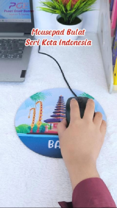 Mousepad Bulat Seri Provinsi Kota Indonesia Praktis Alas Mouse / Tatakan Mouse Aneka Motif Mudah Dibawa Ideal Untuk Kerja Dan Gaming