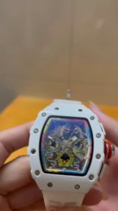 Its hot! Premium Ceramic glaze Rainbow Gradient Mens Watch Quartz six-pin multi-function Perpetual Calendar Sweep second watch