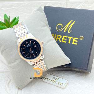 MIRETE ORIGINAL Jam Tangan Wanita Analog Tipe 8597 Rantai Stainless Water Resistant Fitur Tanggal Aktif Free Box Realpict By Dumai.Store