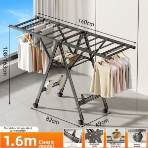 Hotata | Folding Drying Rack Adjustable Aluminum Clothes and Quilt Drying