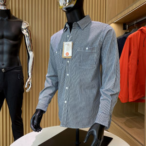 Designer Long Sleeve Color Woven Washed Plaid Mens Casual Shirt Trendy Standard Fit Autumn Wear Daily Pure Color