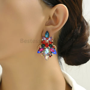 Vintage Geometric Alloy Inlaid Rhinestone Luxury Drop Earrings For Women Boho Elegant Design Multilayer Femme Charm Jewelry Gift