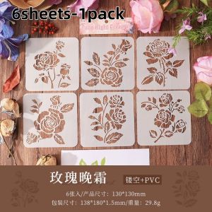 Flower Whisper Hollow Stencil Set Template for DIY Craft Rose Floral Painting Drawing Aid Cross-Border Art Supply for Journaling