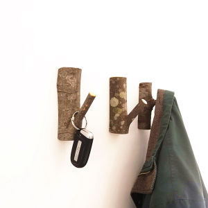 Creative Real Wood Branch Hook Key Wall Hanging Entrance Storage Coat Hook Entrance Decoration Clothes Hanger No Drilling Required