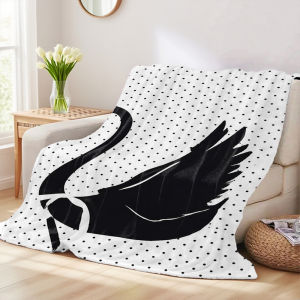 Beast Kingdom | Black Swan on White Flannel Blanket Ultra-Fine Fiber All Season Luxurious Fluffy Blanket Suitable For Beds Or Sofas