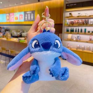 1pc Stitch Plush Keychain Disney Anime Figure Keyring Schoolbag Pendent Cute Plush Dolls Toy Key Chains Valentines Day Gifts