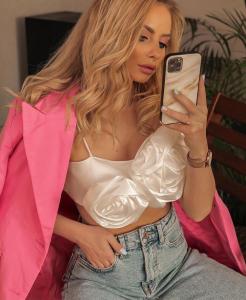 Áo Ba Lỗ Hở Eo Họa Tiết Hoa Ba Chiều Dây Đeo Vai Áo Vest Ngắn Ôm Vừa Vặn Mùa Hè 2022 Polyester 100% Streetwear Pure Color