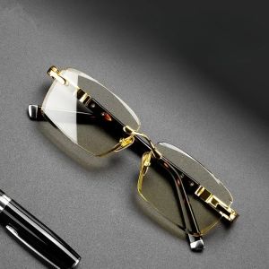 +1.0 To +4.0Business Presbyopia Glasses Natural Metal Material Borderless Advanced Protection  Reading Glasses