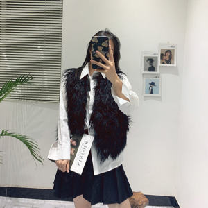 Zzfur Big Sale Genuine Leather Fur Tan Wool Whole Leather Vest Vest Fur Outwear Womens Short Special Offer Vest Matching