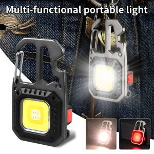 Mini LED COB Work Light Rechargeable Keychain Light Portable Pocket Wrench Screwdriver Flashlight for Outdoor Camping Hiking