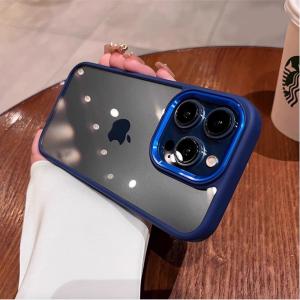 Acrylic Titanium Metal Phone Case for Apple 16Promax 15 Anti-Fall New Model 14Pro 13 Luxury Sensation iPhone 15 Transparent without Lens Protection