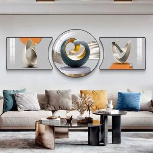 Living Room Decorative Painting Fu Lu Double Full Mural Modern Light Luxury Elegant Three-Piece Painting Meaning Good Sofa Wall Painting