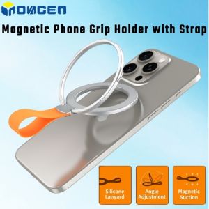 INOVAGEN Magsafe Phone Grip&Stand with Silicone StrapFoldable Adjustable Wireless Charging supportFree Metal Ring StickerAlloy Phone Holder