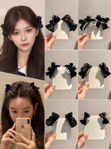 NING ZHOU | Black Bow Mini Princess Head Grip Hair Clip for Women Side and Fringe