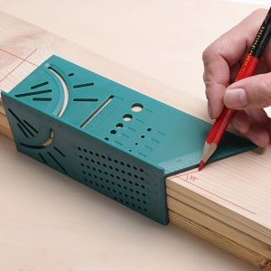1pc Woodworking 3D Mitre Angle Measuring Tools Multi-Functional 90 Degree Line Ruler Perforated Positioning RulerMeasure Tool