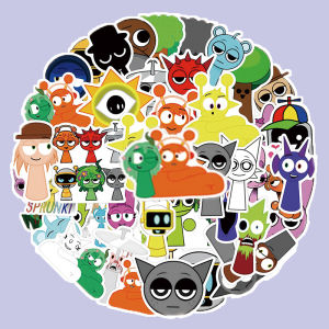 55-Piece New Incredibox Sprunki Graffiti Sticker Decorative Skateboard Notebook DIY Sticker Home Rhythm Box Cartoon Style