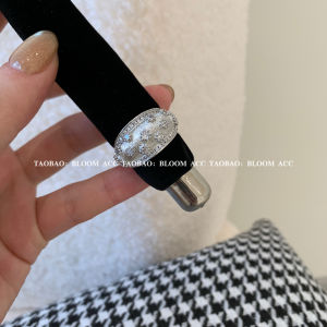 New Luxury Arc Pattern Full Sky Star Snake Skin Ring Open Silver Brushed Zircon Diamond Heavy Duty Finger Ring Stackable