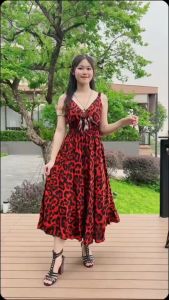 เดรสยาว เดรสยาวแฟชั่น ผ้าสปันใส่เย็น น้ำหนัก ทิ้งตัว ขนาดฟรีไซด์ 32-38 มนู ยาว 45-49 นิ้ว สะโพก เอวยางยืด รอบหลายเส้น คุณภาพชาน เดรส