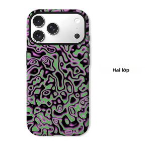 Ốp Điện Thoại iPhone Màu Xanh Tím Trừu Tượng Hai Lớp Chống Sốc Chống Xước Chất Liệu PC Mềm + TPU Dành Cho iPhone 11/12/13/14/15/16/17/18 Air/Pro/Max/Plus