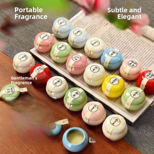 Portable Mini Porcelain Bottle Ancient Style Fragrance Cream Long Lasting Scent for Women Aromatherapy Air Purifier Stress Reliever