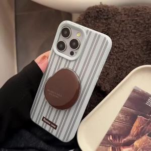 Potdemiel | Ốp Điện Thoại Hình Học Sọc Chấm Bi Hàn Quốc Có Giá Đỡ Cho iPhone Vỏ Mềm Bảo Vệ Chống Sốc Tương Thích Với Nhiều Mẫu Máy