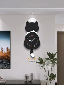 Modern Simple Cute Cat Clock Wall Art Decorative Painting Silent Home Living Room Restaurant Creative Swinging Hanging Clock