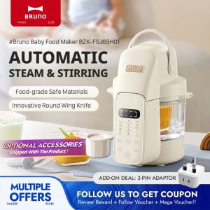 บรูโน่ทำอาหารที่ทำอาหารเด็กนึ่งและทำอาหารอเนกประสงค์พร้อม12ฟังก์ชั่นและ BZK-FSJ6SH01หม้อตุ๋น