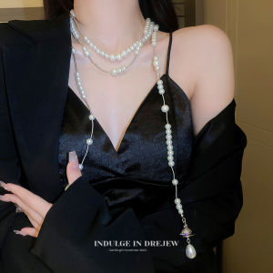 New 2025 Multi-Layer Pearl Necklace Elegant Wedding Dress Sweater Chain Accessory  Outburst DREJEW Alloy Pendant Fashion Jewelry