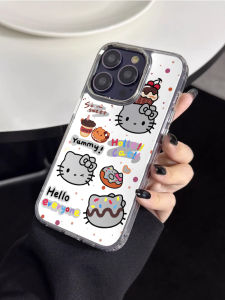 Cute Dessert Kitty Mirror Surface Mobile Phone Case for Apple 15 pro 14 13 pro Max 12 11 pro Xs Max 7 8 plus Anti-Fall Protection