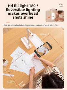 Multi-functional 360-degree Rotating Phone Stand with Built-in Light for Live Streaming and Vlog