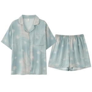 MiiOW | Ice Silk Sleepwear Women Loose Summer New Style Short Sleeve Shorts Outdoor Wear Spring Autumn Home Clothes MiiOW Cat Person