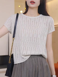 DAIXIANGFEIZI | Popular Womens Ice Silk Knit Short Sleeve T-Shirt 2026 New