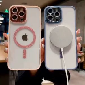 Case clear Magsafe Magnetic with Glitter lensa protect for Iphone 11 11 Pro 11 Pro Max 12 Pro 12 Pro Max
