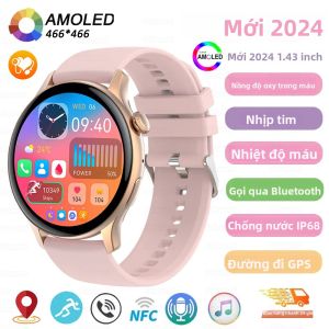 Đồng Hồ Thông Minh NFC GPS Dành Cho Nam Màn Hình AMOLED Luôn Bật Gọi Bluetooth Theo Dõi Nhịp Tim & Huyết Áp Thiết Bị Theo Dõi Thể Dục