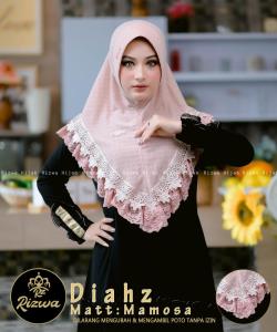 HIJAB BERGO RENDA DIAHZ BAHAN JERSEY MAMOSA PREMIUM MIX RENDA BY RIZWA