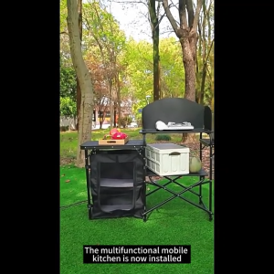 SOFTHOME Portable Outdoor Camping Folding Table Aluminum Alloy Mobile Kitchen Easy To Install Stove