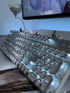 EWEADN TK100 Punk Typewriter Mechanical Gaming Keyboard 104Keys with LED Backlit USB Wired Keyboards