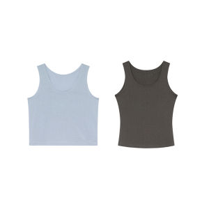NIHAOKANONG | Bộ Áo Tank Knit Hai Mảnh Màu Khối
