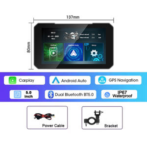 5 Inch Motorcycle CarPlay Screen Support Wireless CarPlay and Android Auto IP67 Waterproof