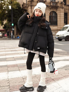 เสื้อแจ็คเก็ตขนเป็ดสีแดง NextKiss สำหรับเด็กผู้หญิง ฤดูใบไม้ร่วง/ฤดูหนาว เสื้อคลุมกันหนาวแบบลำลอง ขนเป็ดแท้ 90% เสื้อคลุมกันหนาวแบบมีฮู้ด