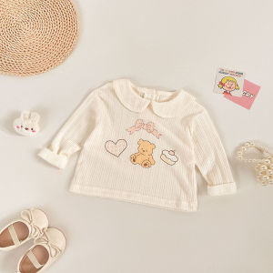 Spring Autumn New Style Girls Two-Piece Set Long Sleeve T-Shirt And Pants Base Layer Shirt Korean Style Cotton Polyester Blend